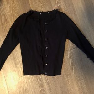 adorable fringed edge button up cardigan